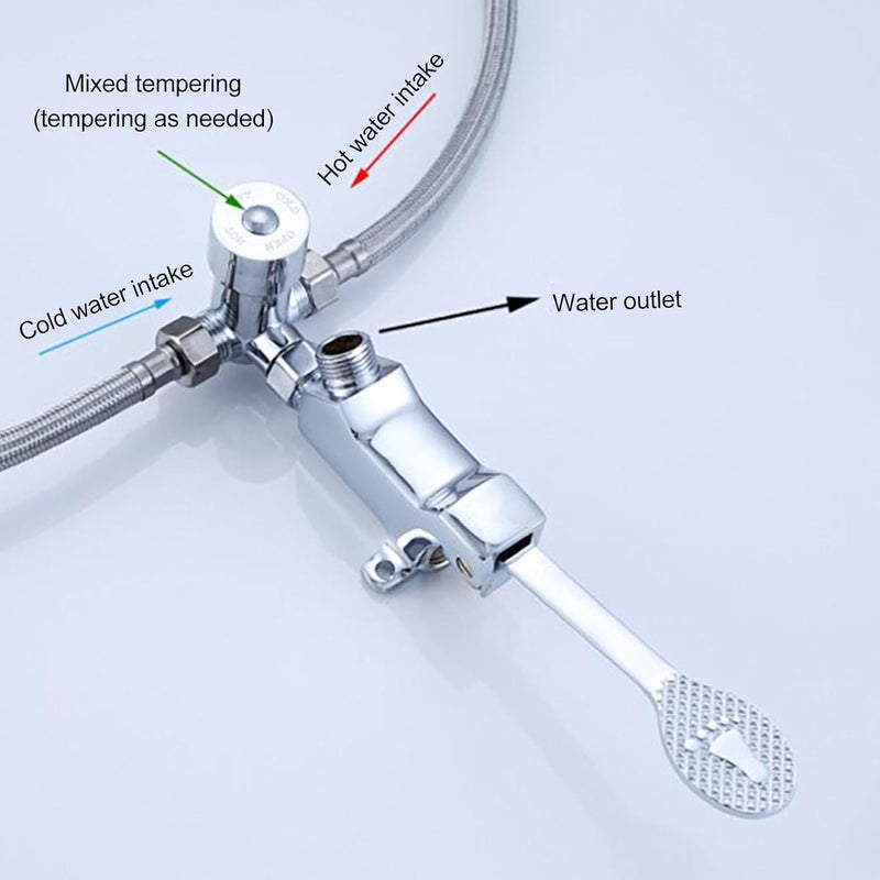 Topyond Touchless Copper Foot Pedal Water Valve Set for Basin Tap - Hands-Less and Hygienic Foot Operated Faucet for Bathroom and Outdoor - Image 3